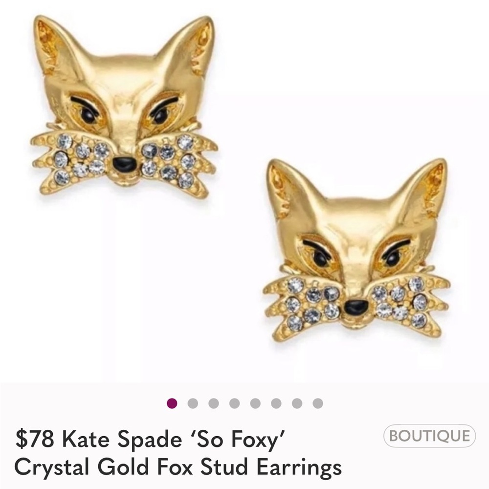 Kate Spade Gold Fox Crystal Earrings